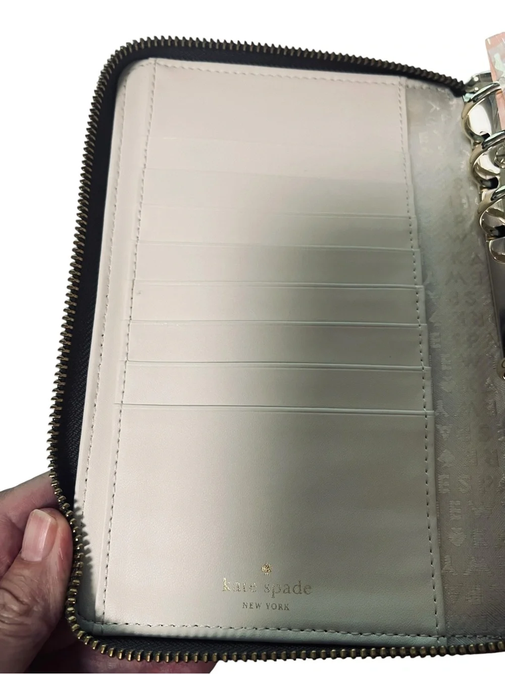 kate spade Unused Taupe Leather Planner 6 Ring Organizer Agenda